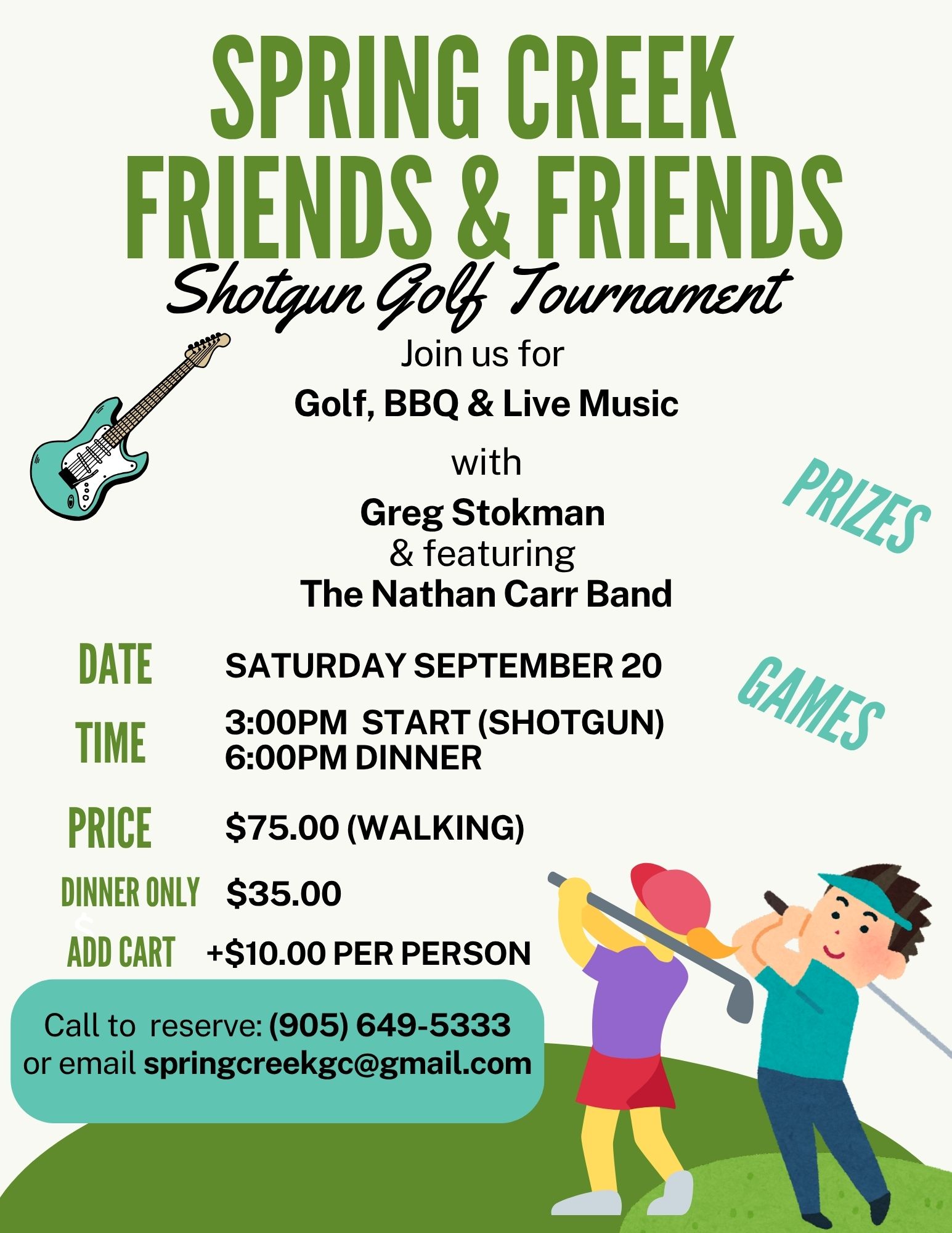 Springcreek September 20 shotgun golf friends and friends