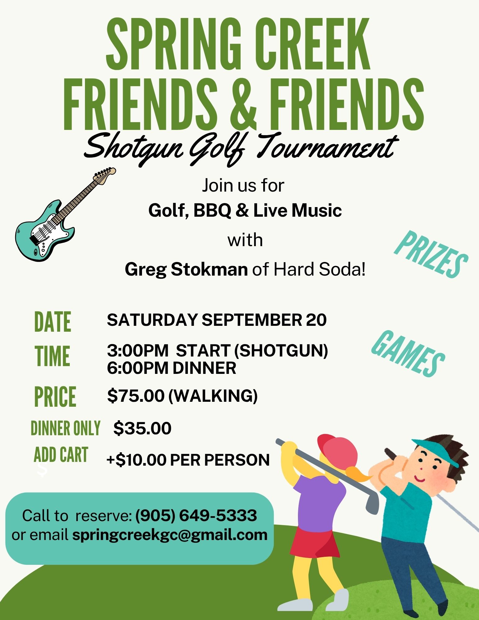 Springcreek September 20 shotgun golf friends and family